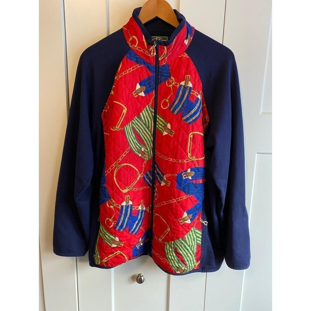 Ralph Lauren LRL Active 3X Zip Up Equestrian Horse Jacket Quilted Sweater sku5